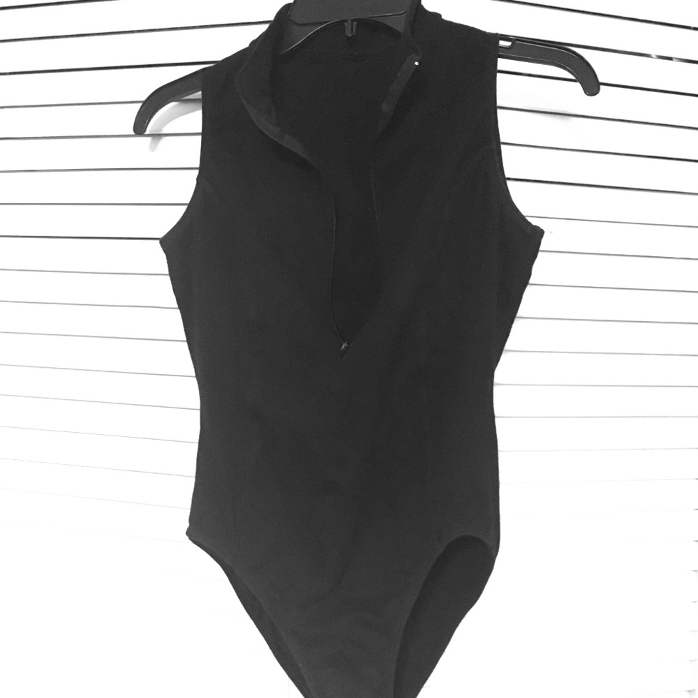 Baltogs black tank zipper leotard/bodysuit